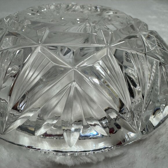 Vintage Lead Crystal Cut Clear Glass Cigar Cigarette Ashtray Heavy - Picture 4 of 7